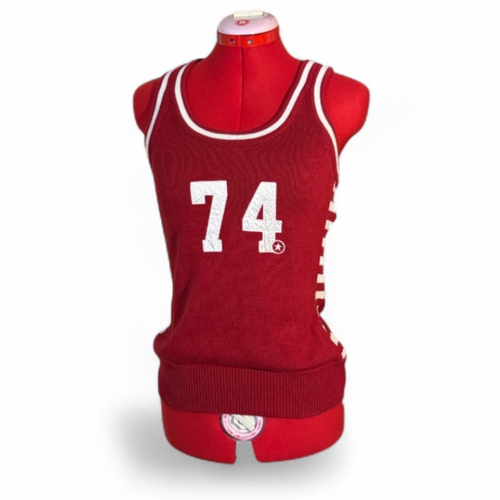 2/$30 Converse One Star Red Striped Knit Tank Top Size XS